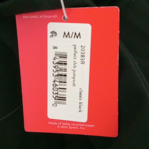 SPANX Perfect Sleeveless Jumpsuit Classic Black Ponte Flare Leg V-neck Slimming - Picture 15 of 16